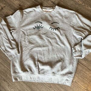 Gray Eyelash Print Men’s Sweater